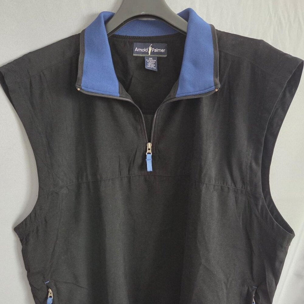 Arnold Palmer Golf Vest ¼ Zip Black/Blue Men’s Size XXL Sleeveless Faux Suede